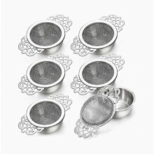 6er-Pack Teesiebe mit Tropfschale, 2,5-Zoll-Teefilter für losen Tee, Edelstahlgewebe