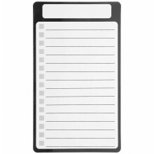 Bloc-notes magnétique pour réfrigérateur, noir, en PET, 21,3 x 12,7 x 0,1 cm, résistant, écriture lisse.