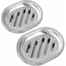 Lot de 2 porte-savons en acier inoxydable, plateau égouttoir double couche pour salle de bain et cuisine, rangement pour éponges