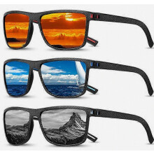 Confezione da 3 occhiali da sole polarizzati da uomo, leggeri e con protezione UV, ideali per guidare, pescare e giocare a golf (nero/blu ghiacci