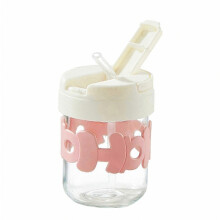Cute Double Straw Glass Water Bottle for Girls - Portable Outdoor Sports Water Bottle