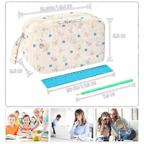 Federmäppchen aus Cord mit Schmetterlingsmuster, große Schreibwarentasche für Schüler, Geschenkidee 1