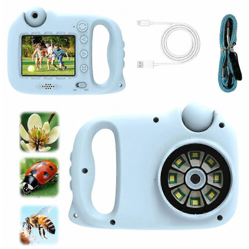 Kids Microscope Camera 100X Magnification Auto Macro Switch 1080P Video For Outdoor Exploration