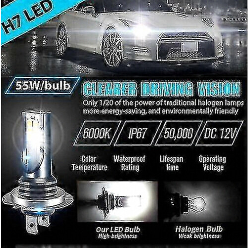 4-Pack H7 Led Headlight Bulb Kit High Low Beam 220w 60000lm Super Bright 6000k White 2