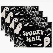 Set van 4 Halloween placemats, wasbaar, warmte-isolerend en antislip.