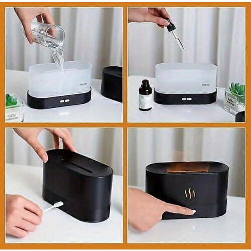 LED Flame Aromatherapy Humidifier, USB Powered, Portable, Home Bedroom Humidifying Lamp 1