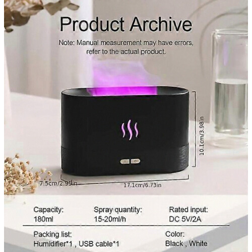 LED Flame Aromatherapy Humidifier, USB Powered, Portable, Home Bedroom Humidifying Lamp 2