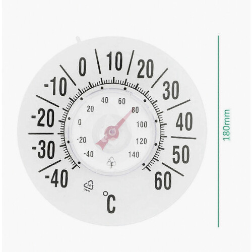 Window Thermometer, No Battery Required Pointer Type, Indoor Outdoor Clear Reading, -40-60/-40-140F, with Suction Cup 1
