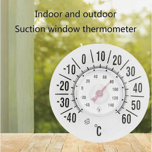 Window Thermometer, No Battery Required Pointer Type, Indoor Outdoor Clear Reading, -40-60/-40-140F, with Suction Cup 2