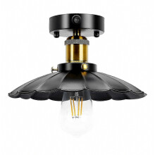 12V RV Vintage Ceiling Light, 12 Volt Camper Interior Light with Built-in On/Off Switch, 3000K 4W E26 Bulb Included, Black Metal Shade for RV Car