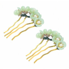 Épingles à cheveux rétro en forme de fleur de jade vert (lot de 2), maintien ferme, 8,00 x 6,30 x 1,50 cm