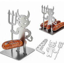 Divertente porta salsicce a forma di diavolo, supporto per spiedini da barbecue in acciaio inossidabile, espositore per hot dog unico per giardin
