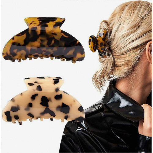 2 τεμάχια Hair Claw Banana Clips χελώνα, λεοπάρ print