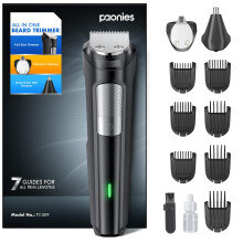 Beard Trimmer Hair Clippers Men, Nose & Ear Trimmer, 9-in-1 Body Groomer Men Kit, Cordless Rechargeable Hair Clippers with 7 Limit Combs, Stainless St