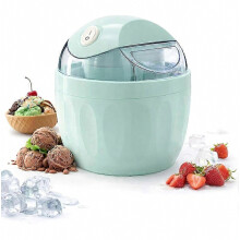 Mini máquina para hacer helados, compacta y personal, ideal para yogur, sorbete o gelato - Enchufe europeo azul