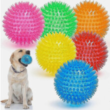 6er-Pack quietschende Hundebälle, 3,5 cm Kauspielzeug für Welpen und Hunde, ungiftige, BPA-freie Stachelbälle, robustes Beißspielzeug für kleine,