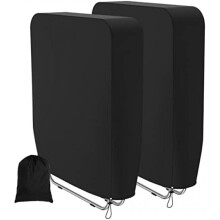 (2pcs) Folding Chair Cover 2 Pack, Oxford Waterproof Windproof UV Resistant Outdoor Patio Chair Protector with Storage Bag
