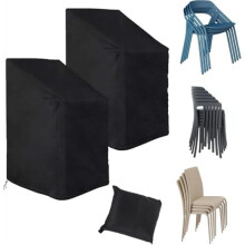 (2 Stück) Rouzin 2 Pack Patio Chair Covers Waterproof 420D Stackable Outdoor Chair Cover Windproof Winter Protection 75x75x80/120cm