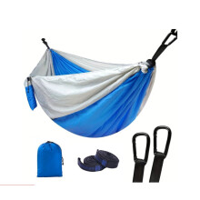 (dark green) Camping Hammock Outdoor Portable Parachute Nylon Hammock Single Double Travel Hammock with Straps Hooks 300kg Capacity