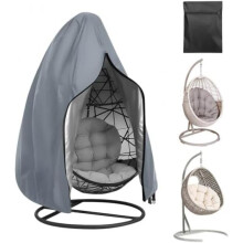 (Silber) yotutun Hanging Egg Chair Cover, 210D Oxford Waterproof Outdoor Swing Chair Protector with Zipper & Drawstring, 190x115cm Black