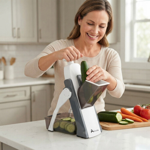 Alivio Multifunctional Spring Slicer - Vegetable Slicer (Grey)