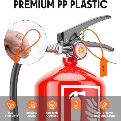 2000 Pcs Plastic Tamper Seals Fire Extinguisher Tags Security Tags Seals Safety Numbered Zip Ties Labels Orange 2
