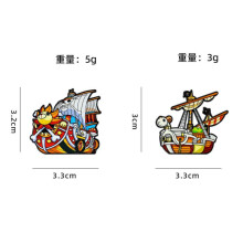 (CZ4534-2) One Piece Metal Brooch Pin Thousand Sunny Merry Pirate Ship Badge Anime Accessories for Clothes Bag Decoration