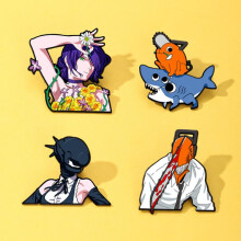 (Lise) Chainsaw Man Anime Pin Denji Brooch Japanese Cartoon Backpack Decoration