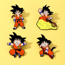 (3) Dragon Ball Metal Brooch Goku Pin Anime Cartoon Badge Bag Accessory Gift for Friends, Silver, 1 Pack