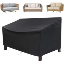 (Schwarz, 190 × 66 × 89 cm) Patio Sofa Cover Waterproof Dustproof Sun Protection Outdoor Garden Yard Deck Bench Couch Shield