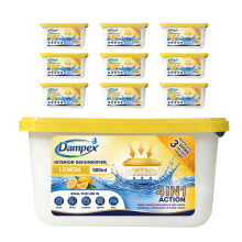 (Lemon) Dampex Interior Dehumidifier Moisture Absorber Damp Trap 500ml Tub Pack of 10