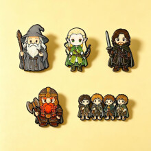 (Dwarf) Lord of the Rings Badge Q Version Anime Ring Brooch Elf Hobbit Backpack Hat Decoration Unique Collectible