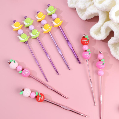 (pink) Crochet Hook Set DIY Yarn Knitting Tools Creative Craft Kit Ergonomic Handles for Beginners 1