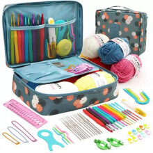 (Purple) Crochet Kit for Beginners 59Pcs Crochet Starter Kit with Yarn and Hooks Complete Crochet Set