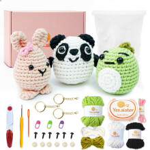(3pcs) DIY Crochet Kit for Beginners Handmade Doll Yarn Set Easy Craft Pendant