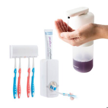 Tandenborstelhouder met Tandpasta Dispenser en Automatische Zeepdispenser InnovaGoods BADKAMER ACCESSOIRE