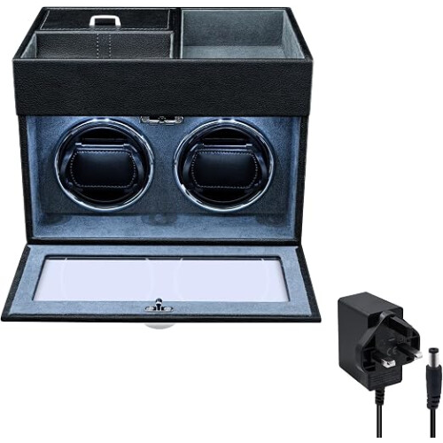 Luxury Double Watch Winder with Storage & LED
