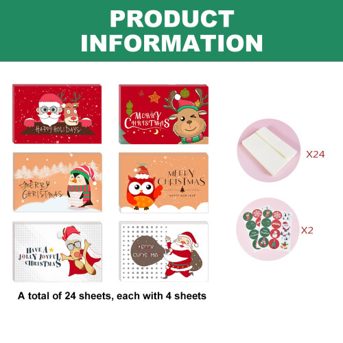 Christmas Greeting Card Set with Envelopes and Stickers 24 1