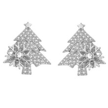 Christmas Tree Earrings Women Micro-inlaid Zircon Silver