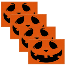 Halloween Placemats Set Skeleton Pumpkin Candy 4 pcs
