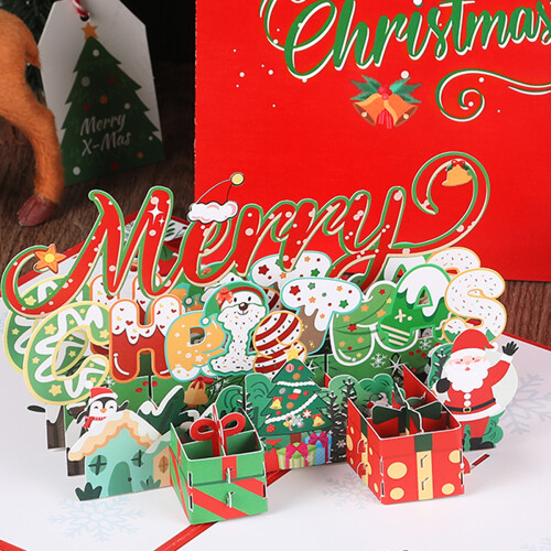 Christmas Pop Up Card Handmade 3D Greeting Card 1