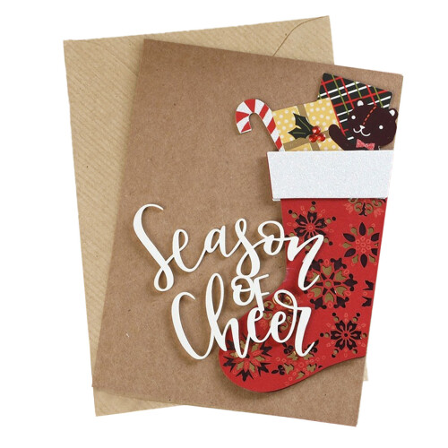 Christmas 3D Greeting Card Kraft Paper Stamping