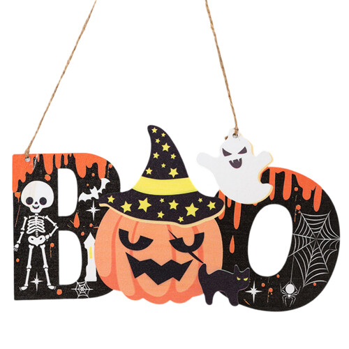 Halloween Hanging Sign Skull Witch Pumpkin Decor