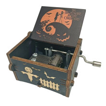 Wooden Music Box with Classical Carving Decoration