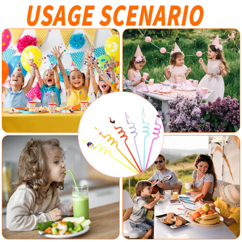 Cartoon Plastic Straws for Kids Party Use 2