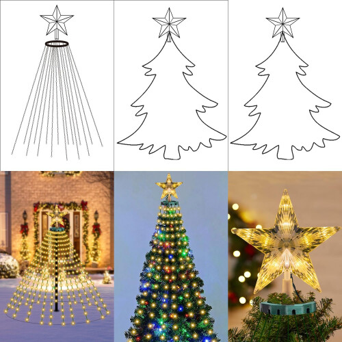 LED Waterfall Christmas Tree Ring Light String PVC 2m 400 1