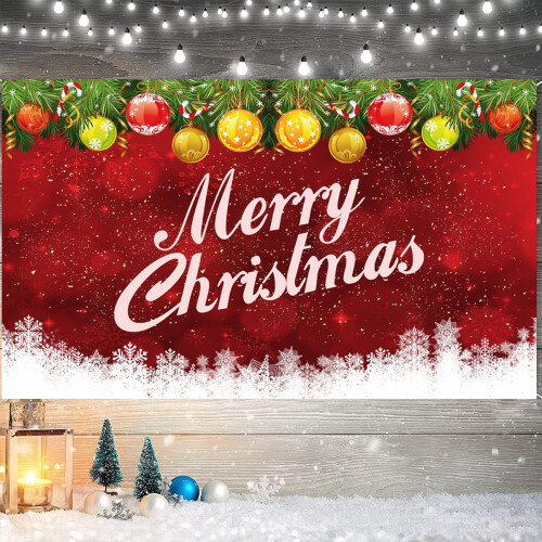 Christmas Backdrop Red Santa Tree Photo Background 1