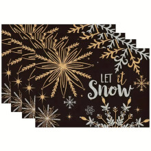Beige Snowflake Winter Placemats 4-Pack