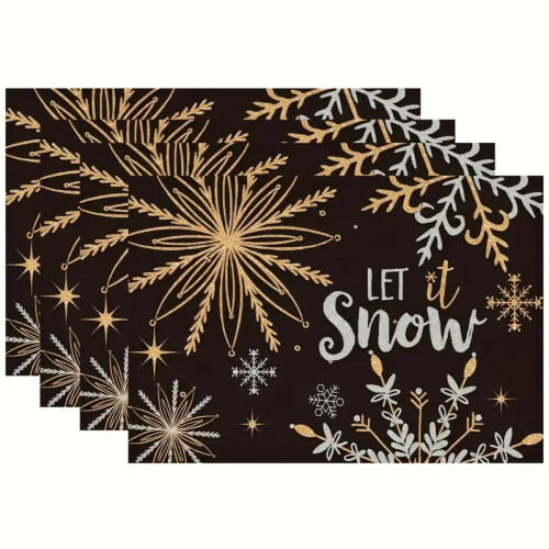 Beige Snowflake Winter Placemats 4-Pack