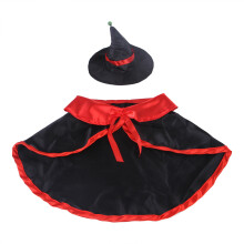 Halloween Cat Costume Vampire Cloak Witch Hat Adjustable